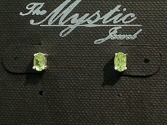 Peridot, Sterling Silver 3MM x 5MM Small Stud Earrings