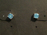 Blue Topaz, Sterling Silver Small 4MM Stud Earrings