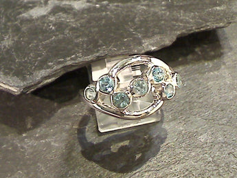 Size 9 Blue Topaz, Sterling Silver Ring