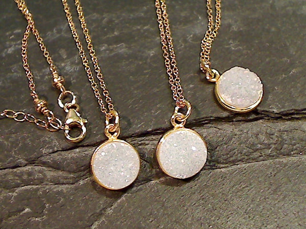 16" - 17" Druzy Quartz, Gold Filled Necklace