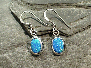 Lab Created Opal, Sterling Silver Earrings