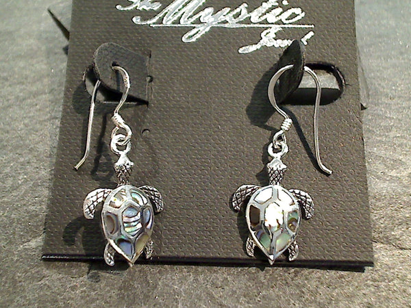 Abalone, Sterling Silver Sea Turtle Earrings