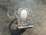 Size 7.75 Lab Created Opal, Sterling Silver Ring
