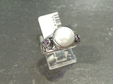 Size 8 Pearl, Amethyst, Sterling Silver Ring