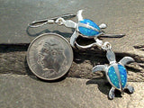 Lab Created Opal, Sterling Silver Sea Turtle Earrings