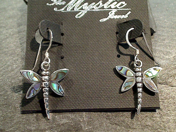 Abalone, Sterling Silver Dragonfly Earrings