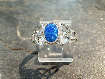 Size 6.5 Lab Created Opal, Sterling Silver Ring