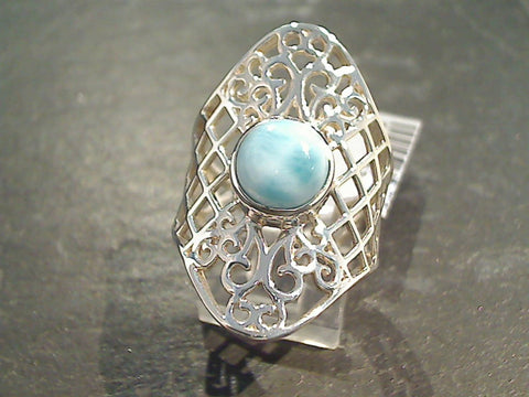 Size 8 Larimar, Sterling Silver Ring