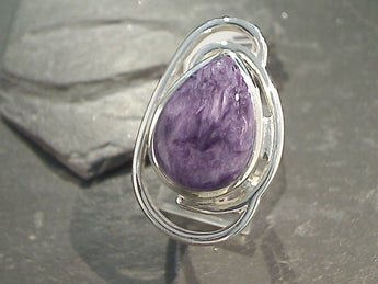 Size 6 Charoite, Sterling Silver Ring