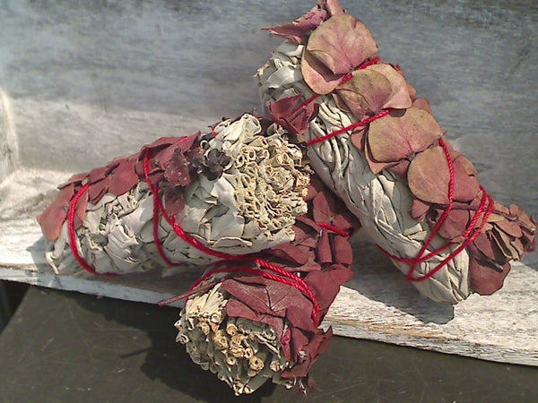 White And Red Sage 4" Smudge Stick