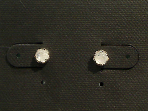 Moonstone, Sterling Silver 4MM Small Stud Earrings