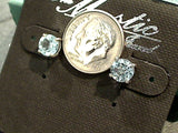 Blue Topaz, Sterling Silver 6MM Stud Earrings