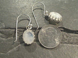Moonstone, Sterling Silver 8MM x 10MM Hook Earrings