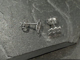 Sterling Silver Aquarius Zodiac Stud Earrings