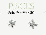 Sterling Silver Pisces Zodiac Stud Earrings