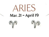 Sterling Silver Aries Zodiac Stud Earrings