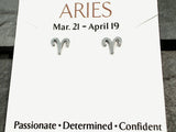Sterling Silver Aries Zodiac Stud Earrings