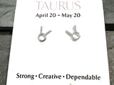 Sterling Silver Taurus Zodiac Stud Earrings