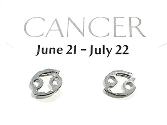 Sterling Silver Cancer Zodiac Stud Earrings