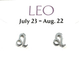 Sterling Silver Leo Zodiac Stud Earrings