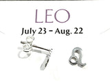 Sterling Silver Leo Zodiac Stud Earrings