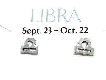 Sterling Silver Libra Zodiac Stud Earrings