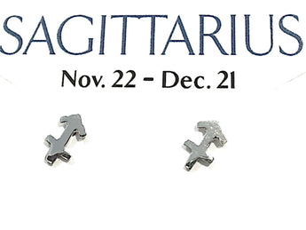 Sterling Silver Sagittarius Zodiac Stud Earrings