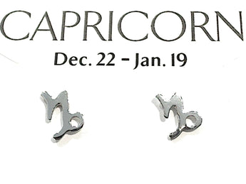 Sterling Silver Capricorn Zodiac Stud Earrings