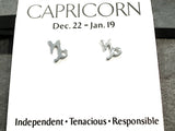 Sterling Silver Capricorn Zodiac Stud Earrings