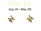 Gold Plated Sterling Pisces Zodiac Stud Earrings
