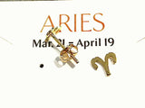 Gold Plated Sterling Aries Zodiac Stud Earrings