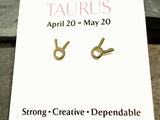 Gold Plated Sterling Taurus Zodiac Earrings