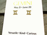 Gold Plated Sterling Gemini Zodiac Earrings
