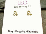Gold Plated Sterling Leo Zodiac Earrings