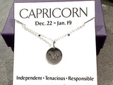 16" - 18" Sterling Silver Capricorn Zodiac Necklace