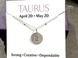 16" - 18" Sterling Silver Taurus Zodiac Necklace