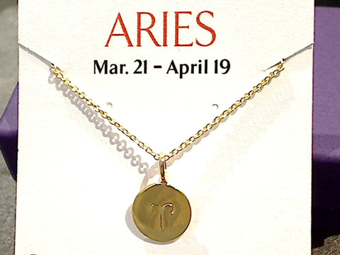 16" - 18" Gold Plated Sterling Aries Zodiac Necklace