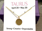 16" - 18" Gold Plated Sterling Taurus Zodiac Necklace