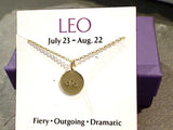 16" - 18" Gold Plated Sterling Leo Zodiac Necklace