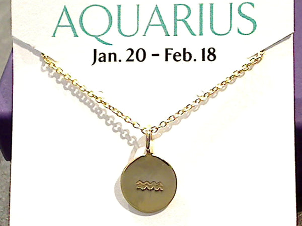 16" - 18" Gold Plated Sterling Aquarius Zodiac Necklace