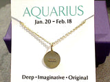 16" - 18" Gold Plated Sterling Aquarius Zodiac Necklace