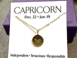 16" - 18" Gold Plated Sterling Capricorn Zodiac Necklace