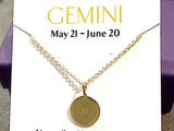16" - 18" Gold Plated Sterling Gemini Zodiac Necklace