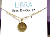 16" - 18" Gold Plated Sterling Libra Zodiac Necklace