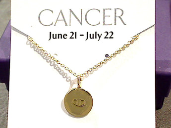 16" - 18" Gold Plated Sterling Cancer Zodiac Necklace