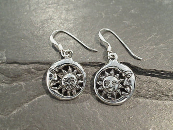 Sterling Silver Sun And Moon Earrings