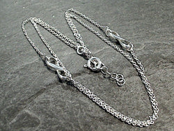 9.5" - 10" Sterling Silver Double Strand Infinity Anklet
