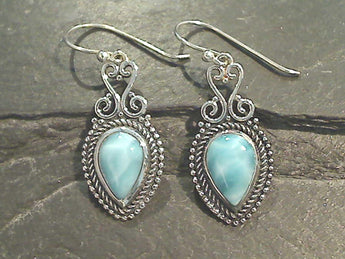 Larimar, Sterling Silver Earrings