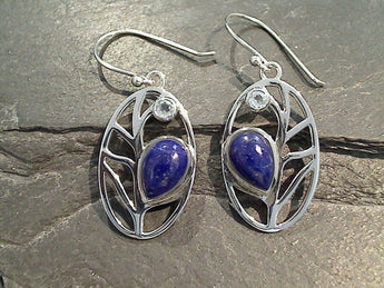 Lapis Lazuli, Blue Topaz, Sterling Silver Earrings