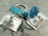 Size 9 Rough Neon Apatite, Sterling Silver Ring